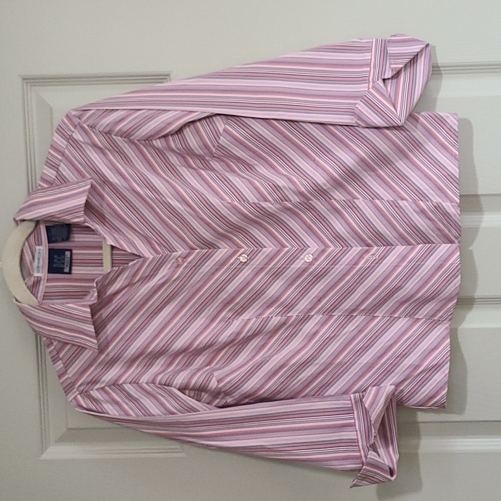 DCC European-mfr button down pink/blue gray stripe shirt in Sm (fits sz4)